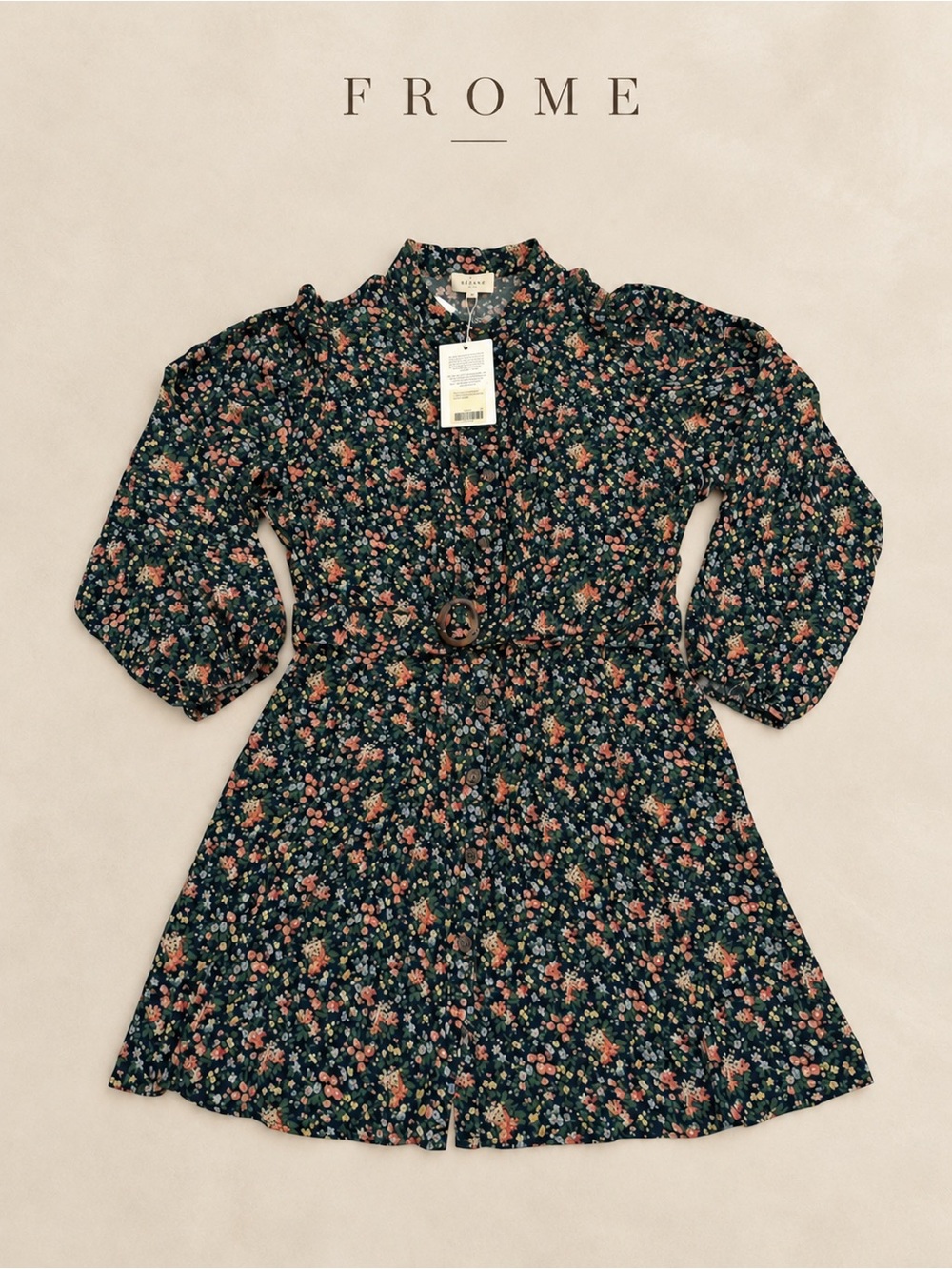 Sézane Sobral Short Dress Garden Marine Floral Print NWT Size 12